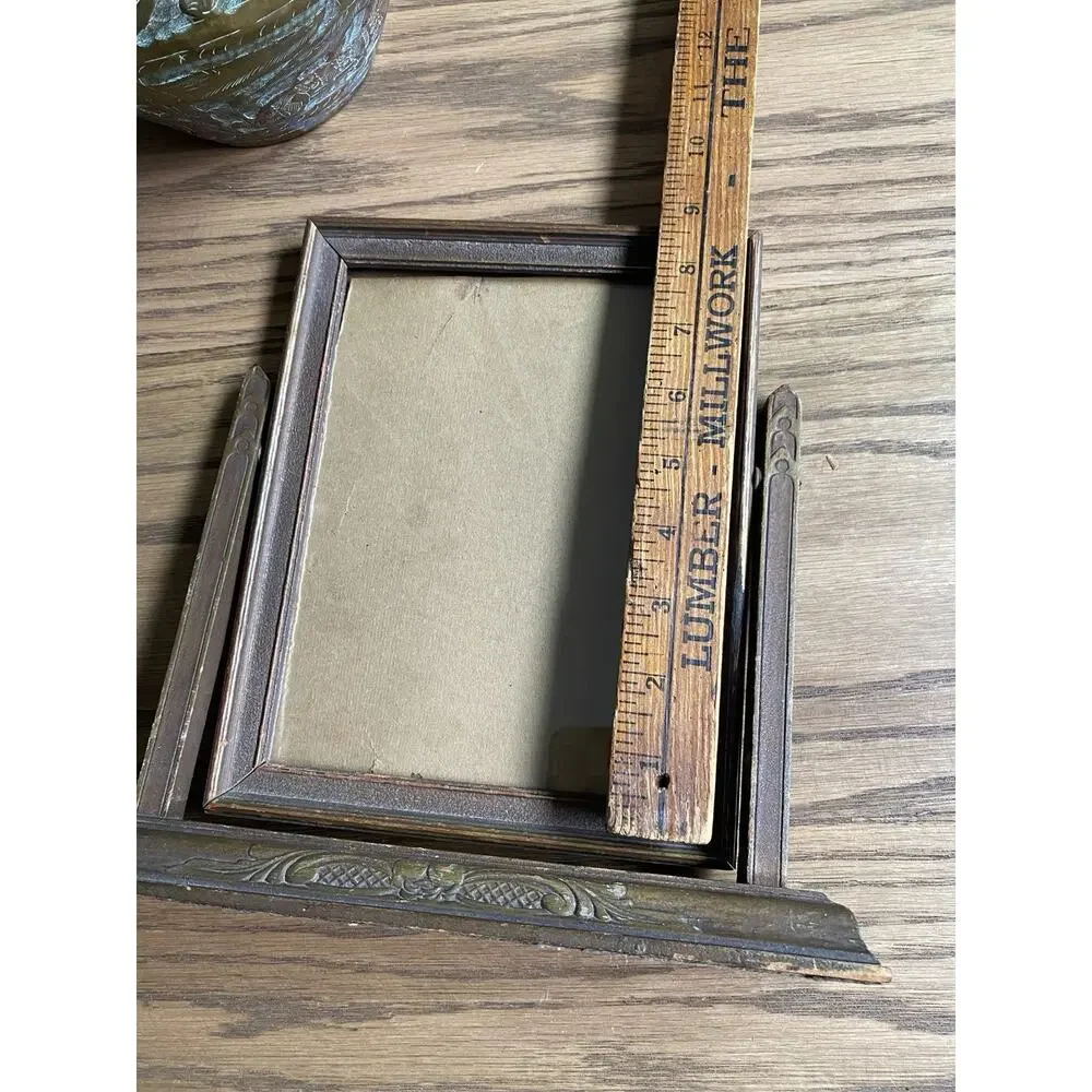 Antique Art Deco Wood Swing Frame Tabletop Picture Frame